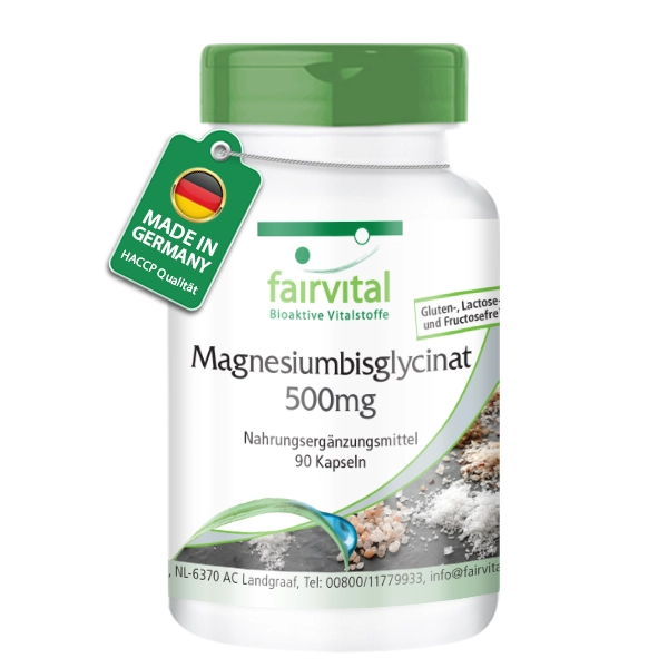 Magnesiumbisglycinat 500mg - 90 Kapseln - für Knochen; Muskeln uvm. - Vegan | Fairvital